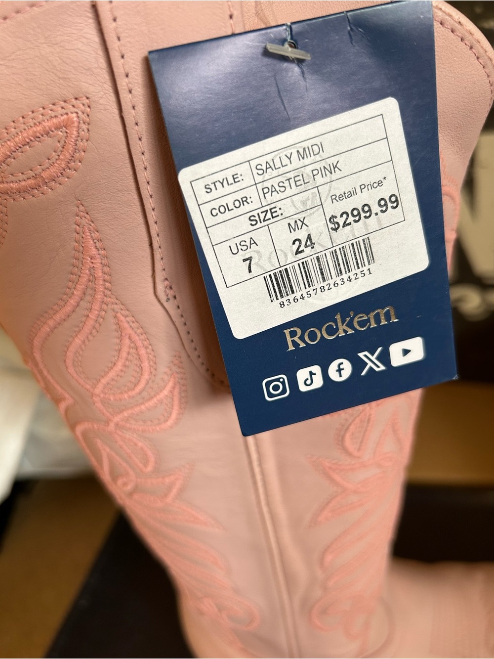 Rock’em Sally Midi Pastel Pink Boots with Flaws $299.99 - Picture 7 of 8
